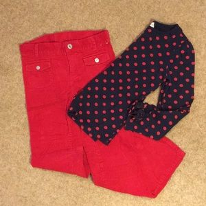 Gymboree red corduroy boot cut pants